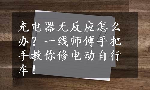 充电器无反应怎么办？一线师傅手把手教你修电动自行车！