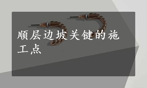 顺层边坡关键的施工点