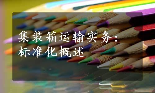 集装箱运输实务：标准化概述