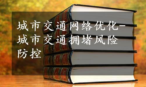 城市交通网络优化-城市交通拥堵风险防控