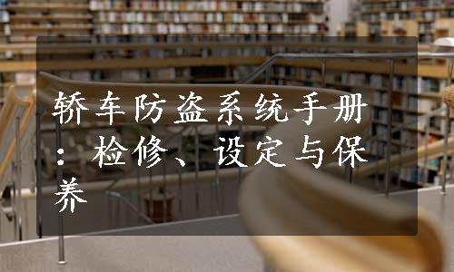 轿车防盗系统手册：检修、设定与保养