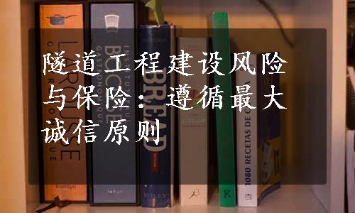 隧道工程建设风险与保险：遵循最大诚信原则