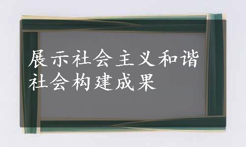 展示社会主义和谐社会构建成果