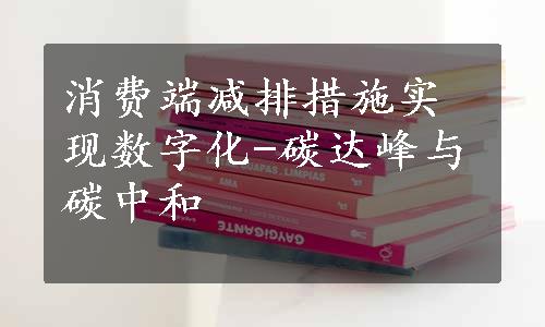 消费端减排措施实现数字化-碳达峰与碳中和