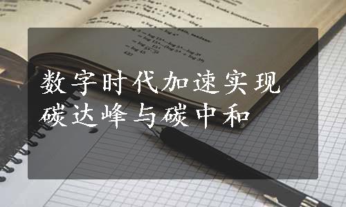 数字时代加速实现碳达峰与碳中和