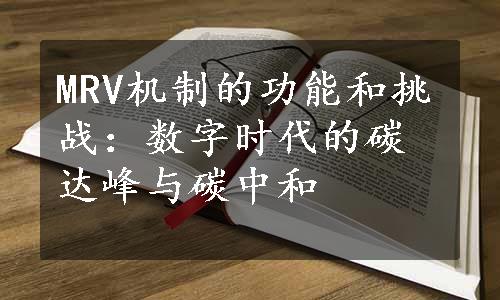 MRV机制的功能和挑战：数字时代的碳达峰与碳中和