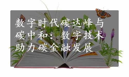 数字时代碳达峰与碳中和：数字技术助力碳金融发展