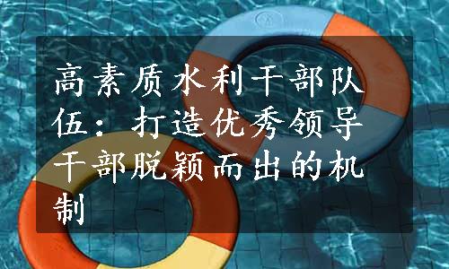 高素质水利干部队伍：打造优秀领导干部脱颖而出的机制