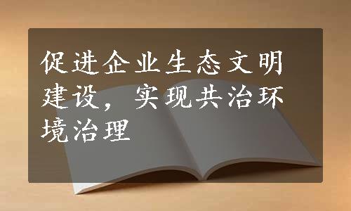 促进企业生态文明建设，实现共治环境治理