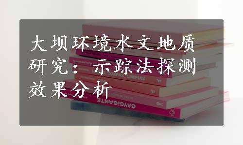 大坝环境水文地质研究：示踪法探测效果分析