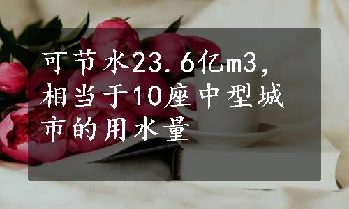 可节水23.6亿m3，相当于10座中型城市的用水量