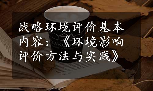 战略环境评价基本内容：《环境影响评价方法与实践》