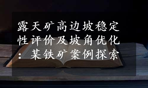 露天矿高边坡稳定性评价及坡角优化：某铁矿案例探索