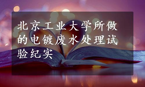 北京工业大学所做的电镀废水处理试验纪实