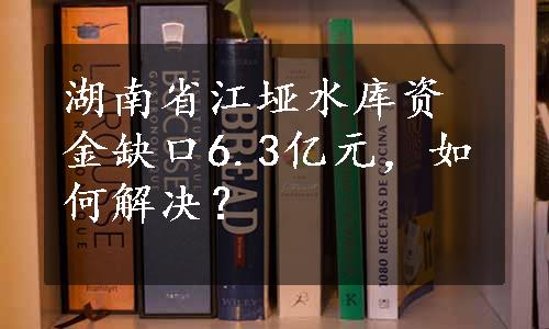 湖南省江垭水库资金缺口6.3亿元，如何解决？