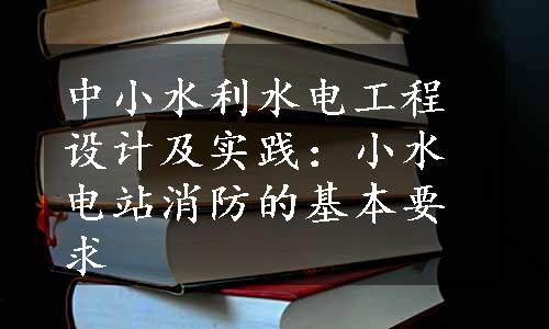 中小水利水电工程设计及实践：小水电站消防的基本要求