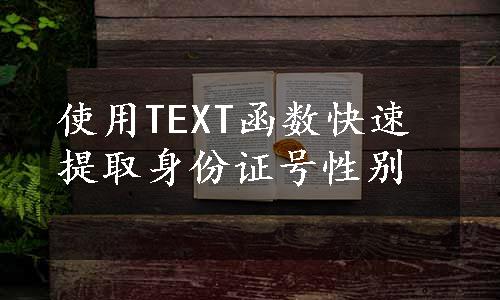 使用TEXT函数快速提取身份证号性别