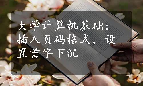 大学计算机基础：插入页码格式，设置首字下沉