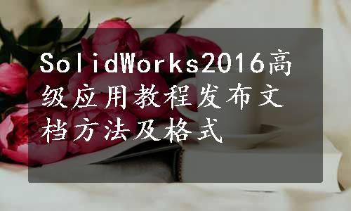 SolidWorks2016高级应用教程发布文档方法及格式