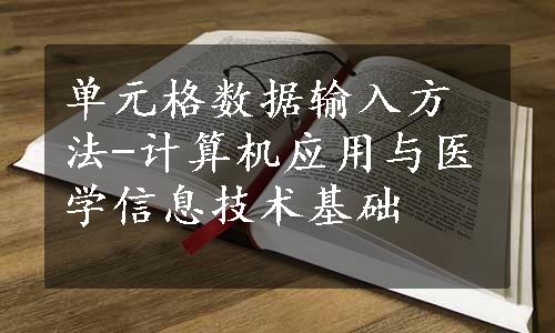 单元格数据输入方法-计算机应用与医学信息技术基础