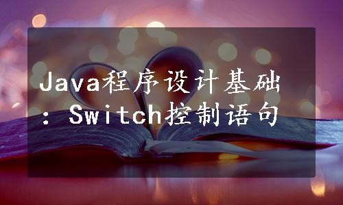 Java程序设计基础：Switch控制语句