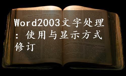 Word2003文字处理：使用与显示方式修订