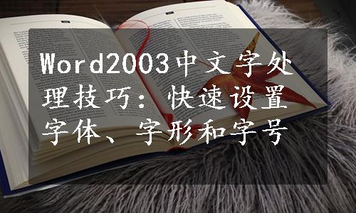 Word2003中文字处理技巧：快速设置字体、字形和字号