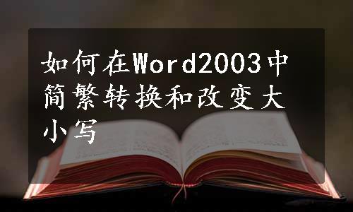 如何在Word2003中简繁转换和改变大小写