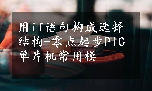 用if语句构成选择结构-零点起步PIC单片机常用模