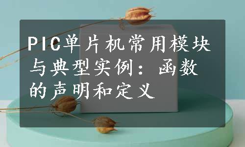 PIC单片机常用模块与典型实例：函数的声明和定义