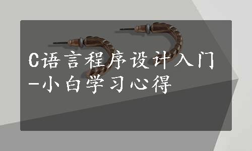 C语言程序设计入门-小白学习心得