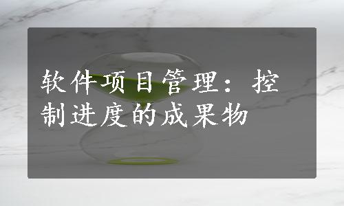 软件项目管理：控制进度的成果物