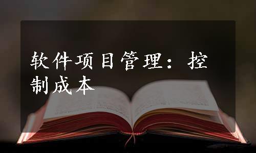 软件项目管理：控制成本