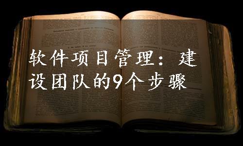 软件项目管理：建设团队的9个步骤