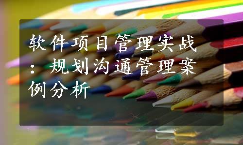 软件项目管理实战：规划沟通管理案例分析