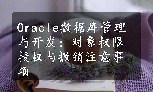 Oracle数据库管理与开发：对象权限授权与撤销注意事项