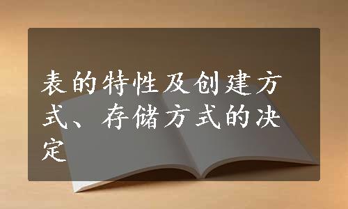 表的特性及创建方式、存储方式的决定