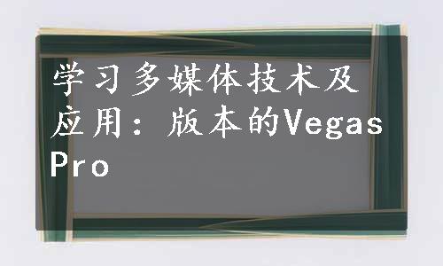 学习多媒体技术及应用：版本的VegasPro