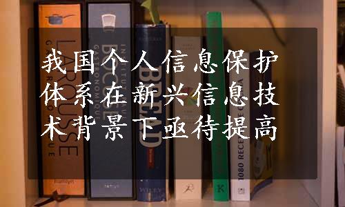 我国个人信息保护体系在新兴信息技术背景下亟待提高