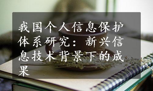 我国个人信息保护体系研究：新兴信息技术背景下的成果