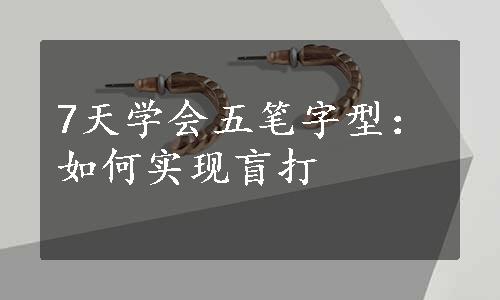 7天学会五笔字型：如何实现盲打