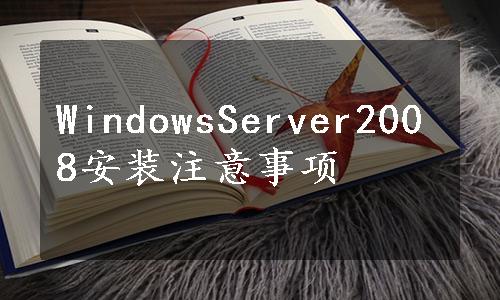 WindowsServer2008安装注意事项