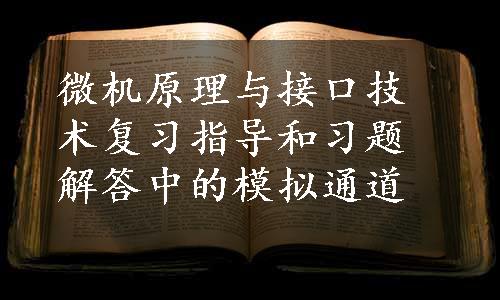 微机原理与接口技术复习指导和习题解答中的模拟通道