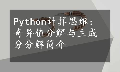 Python计算思维：奇异值分解与主成分分解简介