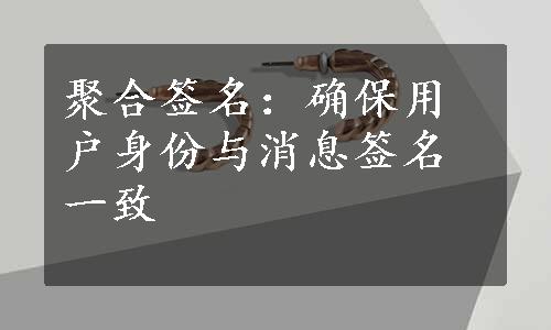 聚合签名：确保用户身份与消息签名一致