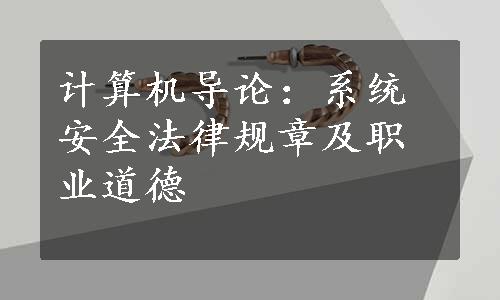 计算机导论：系统安全法律规章及职业道德