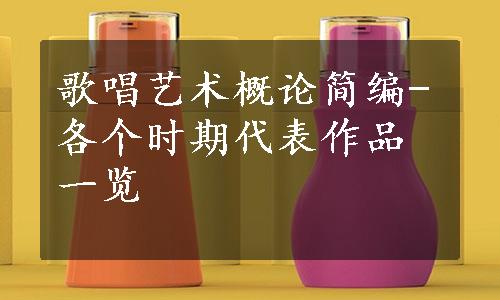 歌唱艺术概论简编-各个时期代表作品一览