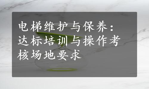 电梯维护与保养：达标培训与操作考核场地要求