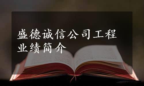 盛德诚信公司工程业绩简介