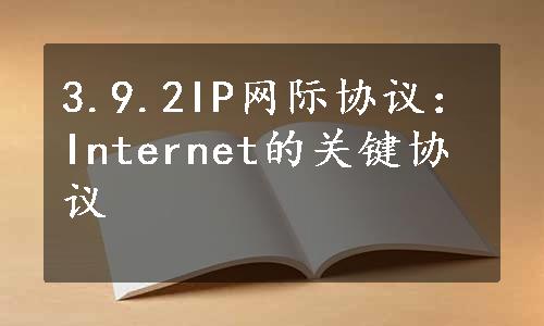 3.9.2IP网际协议：Internet的关键协议